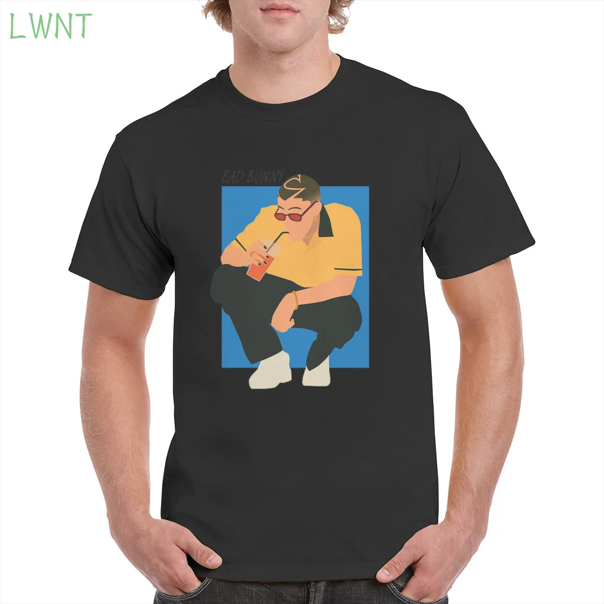 

Bad Bunny Hip hop rock singer Anime manga 100%Cotton Tshirt Top Harajuku Aesthetic Tshirt Oversized clothes Female/Man