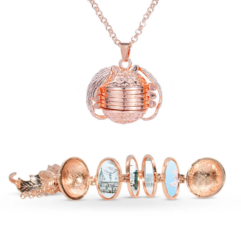 

Ladies accessoriesцепочка на шею женскаяNew Style Openable Multi-layer Wings Photo Box Couple Necklace Retro Fashion Necklace