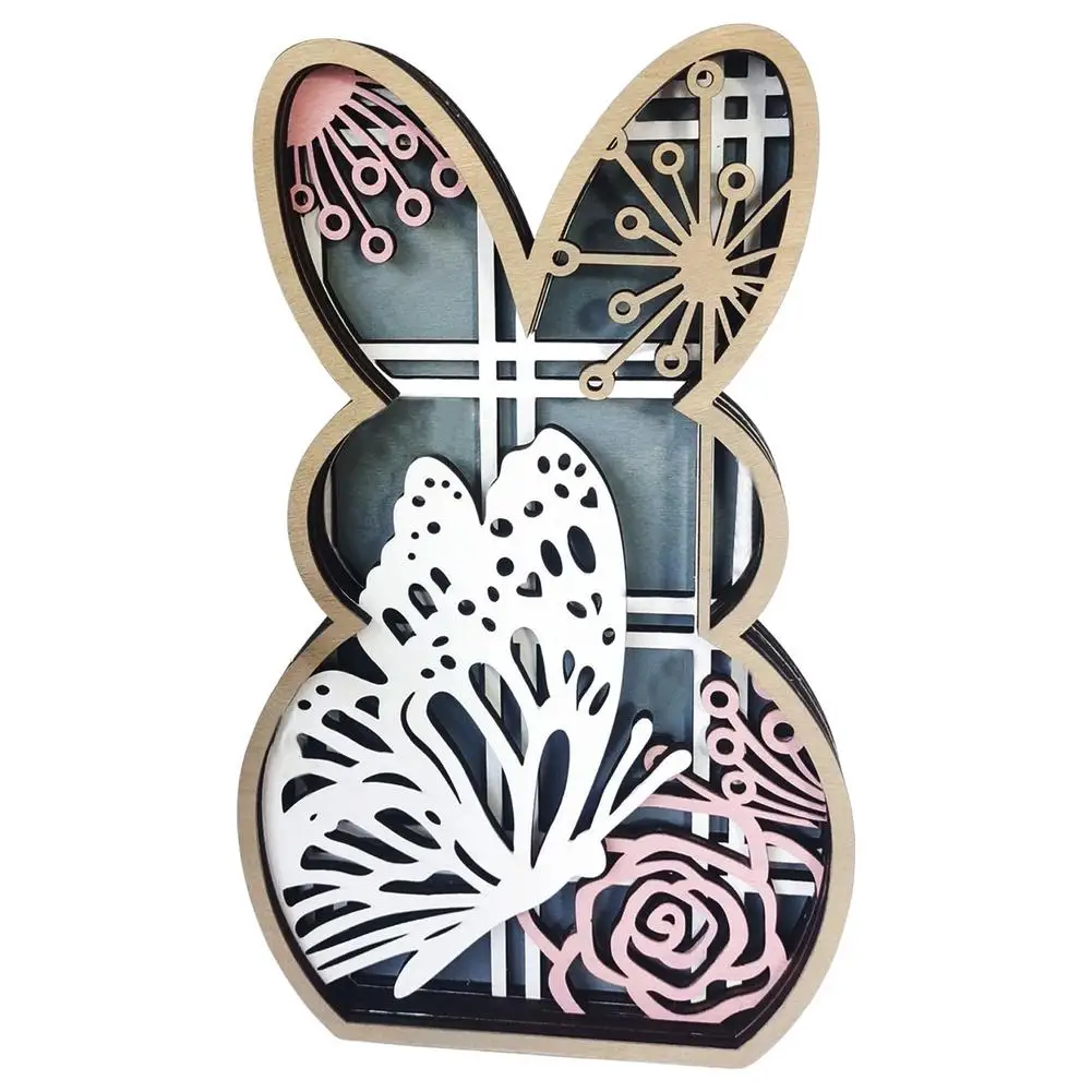 

Wooden Rabbit Ornament Hollow Wooden Decorations Easter Wooden Ornaments Party Ornament For Easter Spring DIY Art Craft Embell