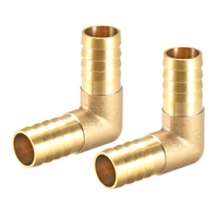 uxcell 2pcs 14mm barb brass hose fitting 90 degree elbow pipe coupler tubing adapter for air water fuel oil gold tone