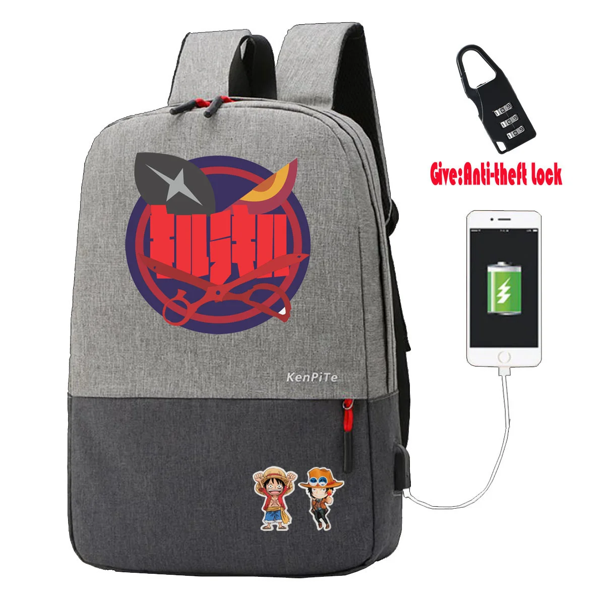 Японский рюкзак с аниме Kill a для мужчин и женщин USB-зарядкой защитой от кражи