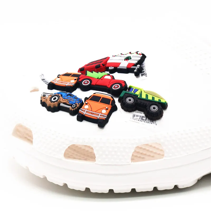 Original 1pcs Cartoon Car PVC Shoe Charms Accessories NEW Touring car Tractor Double decker bus JIBZ fit Croc Charms Kids Gifts