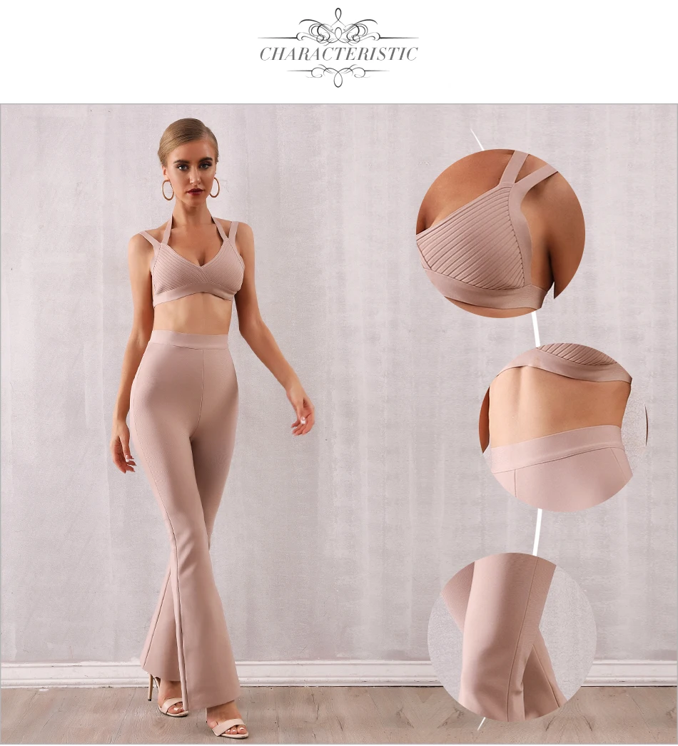 Adyce новые летние женские бандажные комплекты Vestidos топы и брюки 2 шт. комплект без рукавов с v-образным вырезом комплекты знаменитостей вечеринка