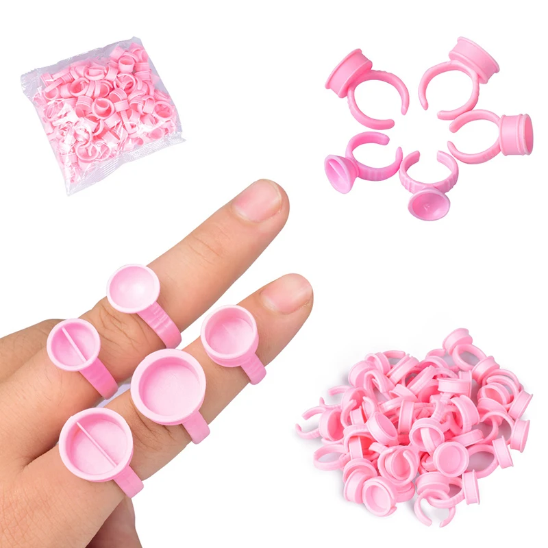 

100Pcs Disposable Glue Rings Glue Holder Cup Ring For Lash Extention Tattoo Pigment Holder Eyelash Extension Supplies Tools