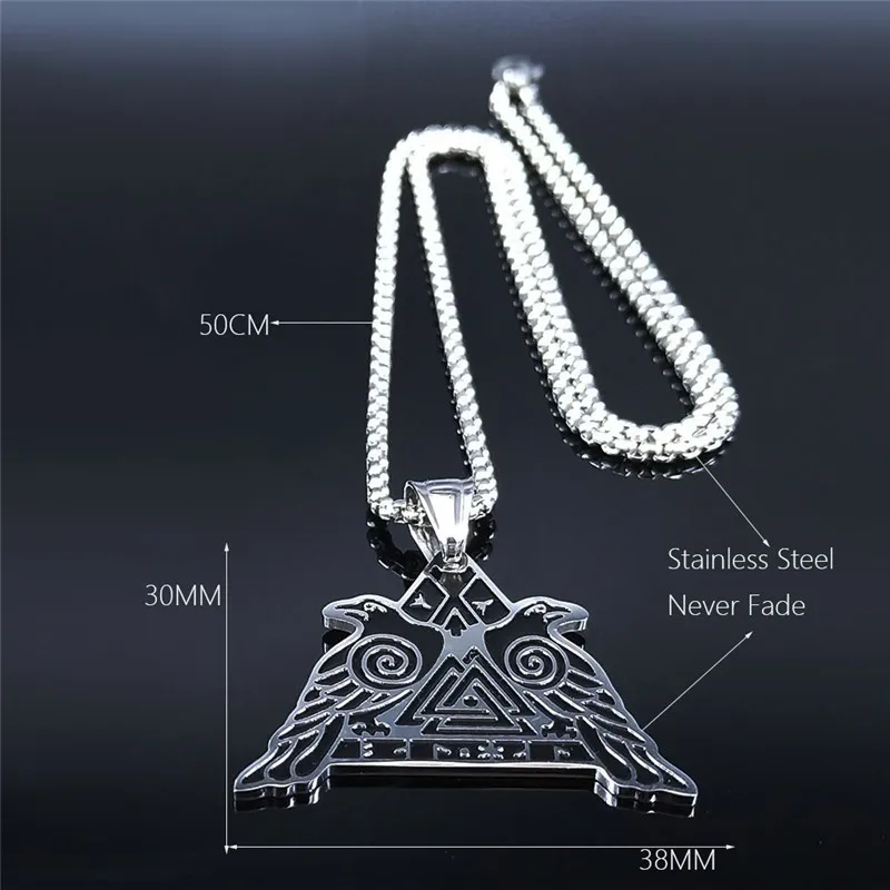 

Viking Mountain Crow Stainless Steel Pendant Necklace Women/Men Silver Color Necklace Jewelry colgante hombre N4075S02
