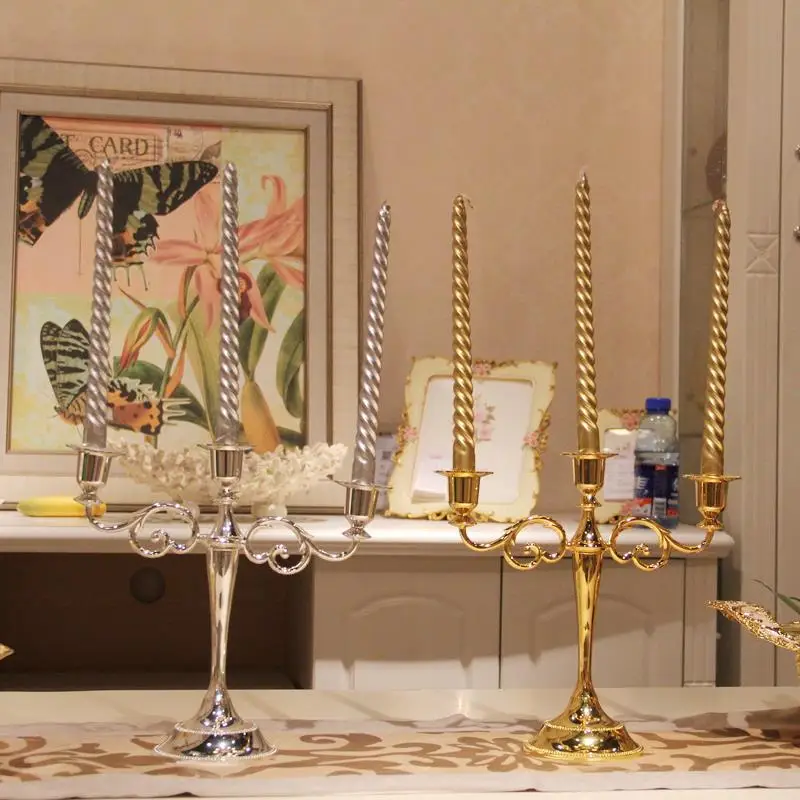 4 цвета цинковый сплав Европейский Стиль подсвечник трехглавый Candlestic