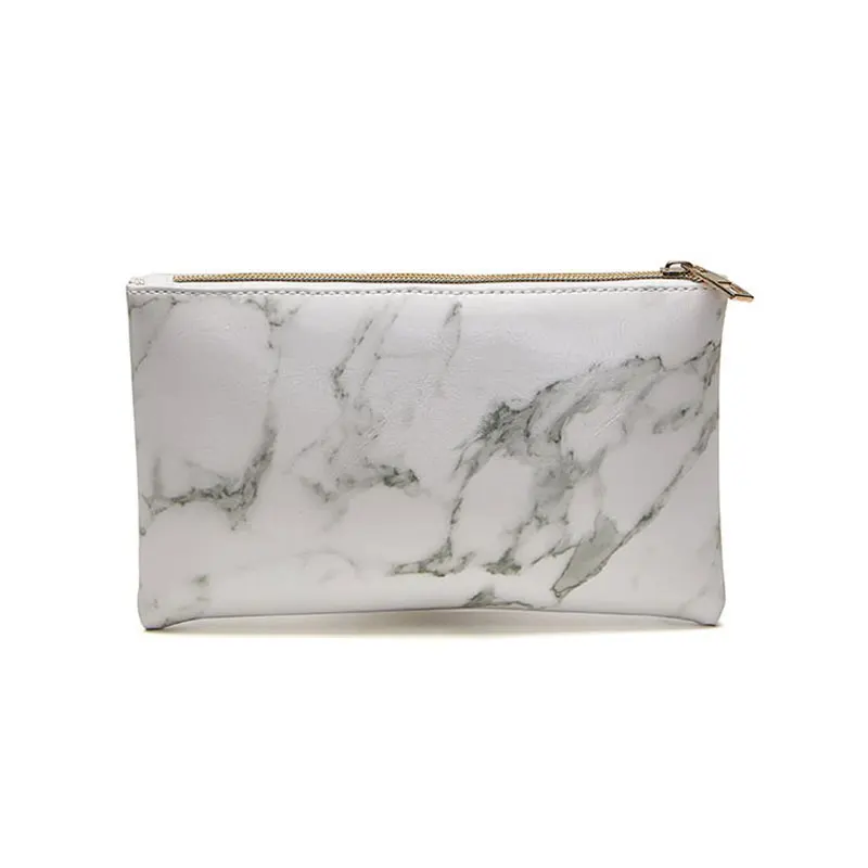 

Large Capacity Storage Bag With Zipper Marble Pattern PU Leather Makeup Storage Tool for Women DJA88 Bags