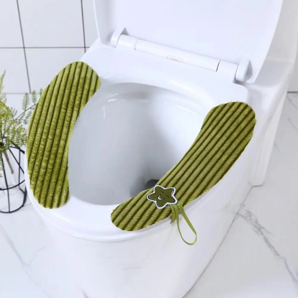 

1 Pair Universal Adhesive Toilet Cover Flannel Toilet Stickers Bathroom Accessories [ Color Random ] 37x9cm