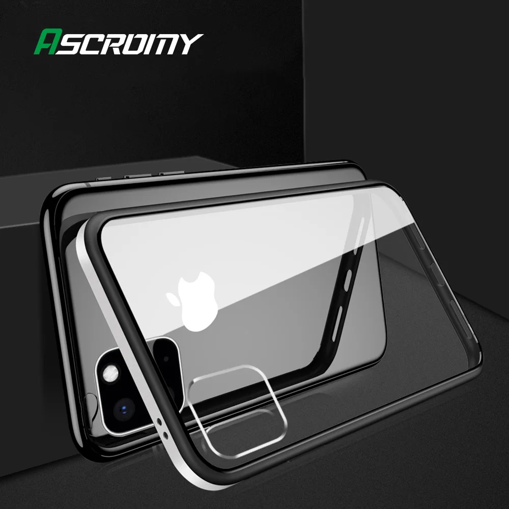 Чехол для iPhone XR 11Pro металлический бампер задняя крышка из закаленного стекла