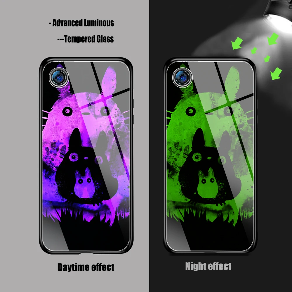 

Studio Ghibli Spirited Away Totoro cute Phone Case Glow Tempered Glass For honor 30 20 30S 9 10 PRO PLUS 8X 9X V20 9 3 4 cover