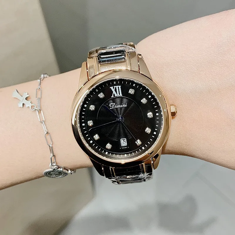 Fashion Ladies Watch Luxury Ceramic Rose Gold Women Watches Diamond Female Quartz Wristwatches Relogio Feminino Zegarek Damski