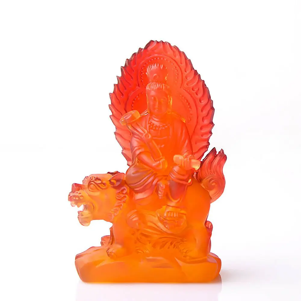 

Wenshu Manjusri Statue Buddha Figure Altar Fengshui Blessed Buddhist Orange
