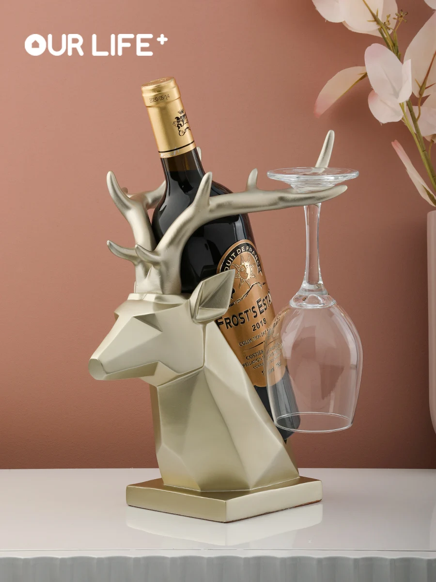 

Creative Wine Cabinet Deer Head Wine Rack Decoration Dining Table Living Room Dining Room Grape Wine Ornament Furnishing