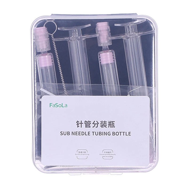 

4Pcs Portable Mini Syringe DIY Empty Sub Needle Tubing Bottle Lotion Cream Container Refillable Cosmetic Dispenser