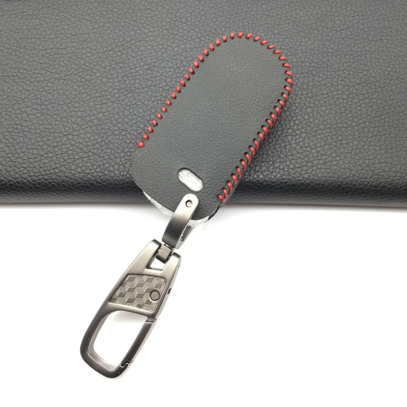 

New Styles Leather Key Case Cover For Jeep Grand Cherokee Compass Patriot Dodge Journey Chrysler 300C Car Key Chain Fob Cover
