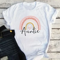 personalized auntie rainbow shirt rainbow women clothes 2021 aunt tee birthday gift women sexy tops o neck summer