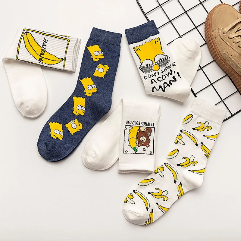 

1 Pairs Women Lovely Cartoon Sock Men Funny Bear Banana Fun Pattern Unisex Cotton Socks Ins Middle Tube Streetwear Harajuku Sock