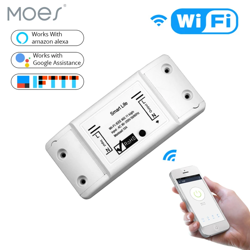 Moes DIY Bluetooth Wi-Fi Smart Light Switch  Timer Smart Life APP Wireless Remote Control Works with Alexa Google Home