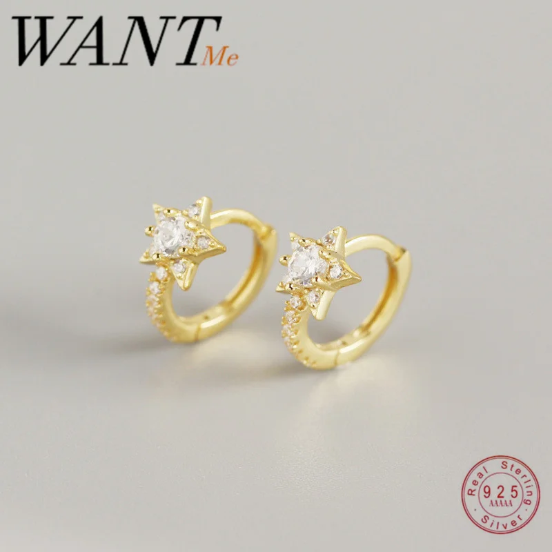 Женские серьги гвоздики WANTME из серебра 925 пробы с круглыми светильник ллами