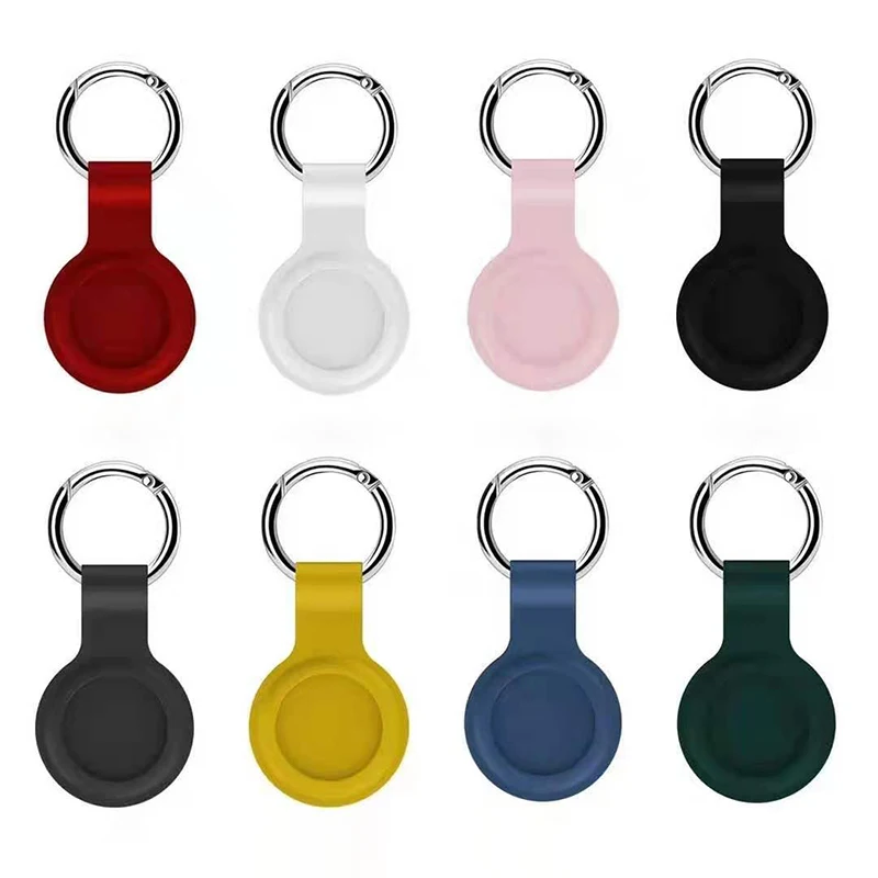 

Cases For Apple Airtags Location Trackers Hanging Solid Silicone Buckle AntiLost Protective Covers Metal Ring Buckle Accessories