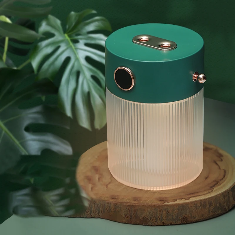 

Humidifier Crystal Double Nozzle Humidifiers with Warm Light 650ML Large Capacity USB Sprayer for Bedroom Office