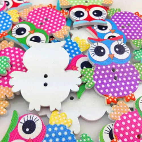 

10 Pcs Mixed Owl Pattern Wooden Buttons Sewing Scrapbook Craft DIY Decor Tool