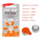Батарейки для слуховых аппаратов RAYOVAC 13 A13 P13 PR48, дополнительные цинковые батарейки с кнопками для слуховых аппаратов BTE ITE, 60 шт.