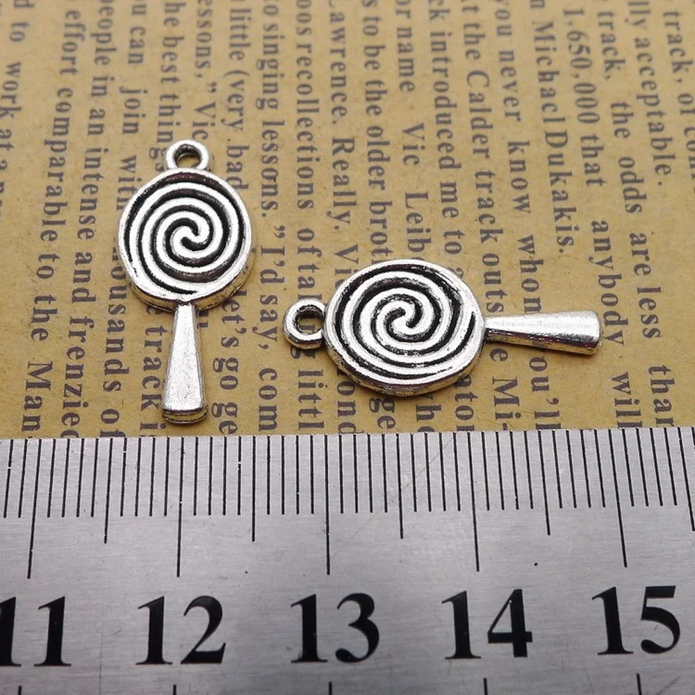 

200pcs Lollipop Charms 11mm x 24mm DIY Jewelry Making Pendant Antique Silver Color