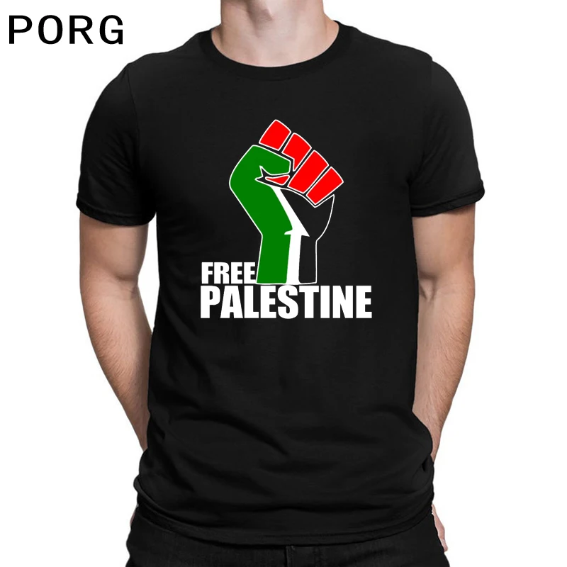 

2021 Summer Vintage Free Palestine Flag T Shirt Camiseta Men's T-shirt Cotton O-neck Short Sleeve Shirts Cool Tees Tops Men