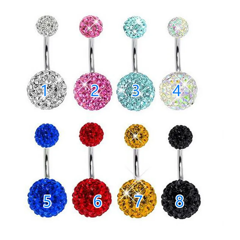 

1PC Belly Button Ring 5mm Ball Not Allergic Stainless Steel Piercing Aurora Colorful Top Quality Navel Bar Body Jewelry