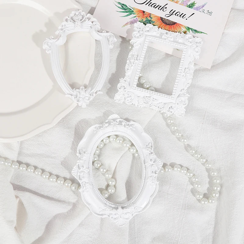 Фоторамка с европейскими украшениями белая фоторамка в стиле ретро для маникюра