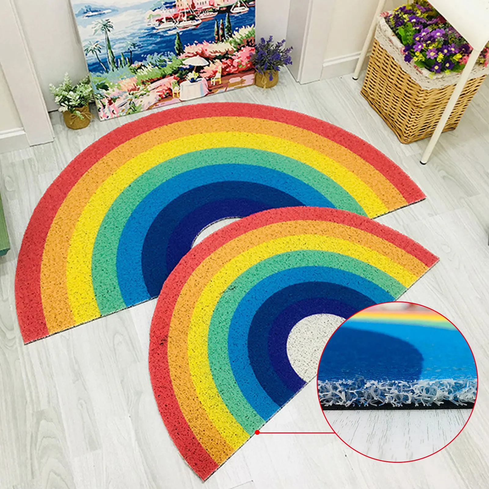 rainbow doormat semicircle floor mat bathroom childrens room decoration non slip mats cartoon rug waterproof carpet hot sale free global shipping