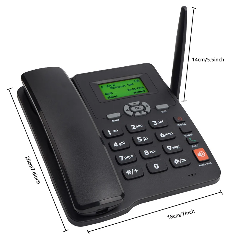 beamio multi language wireless telephone with dual gsm 2g 3g sim card radio cordless phone lcd screen for home office desktop free global shipping