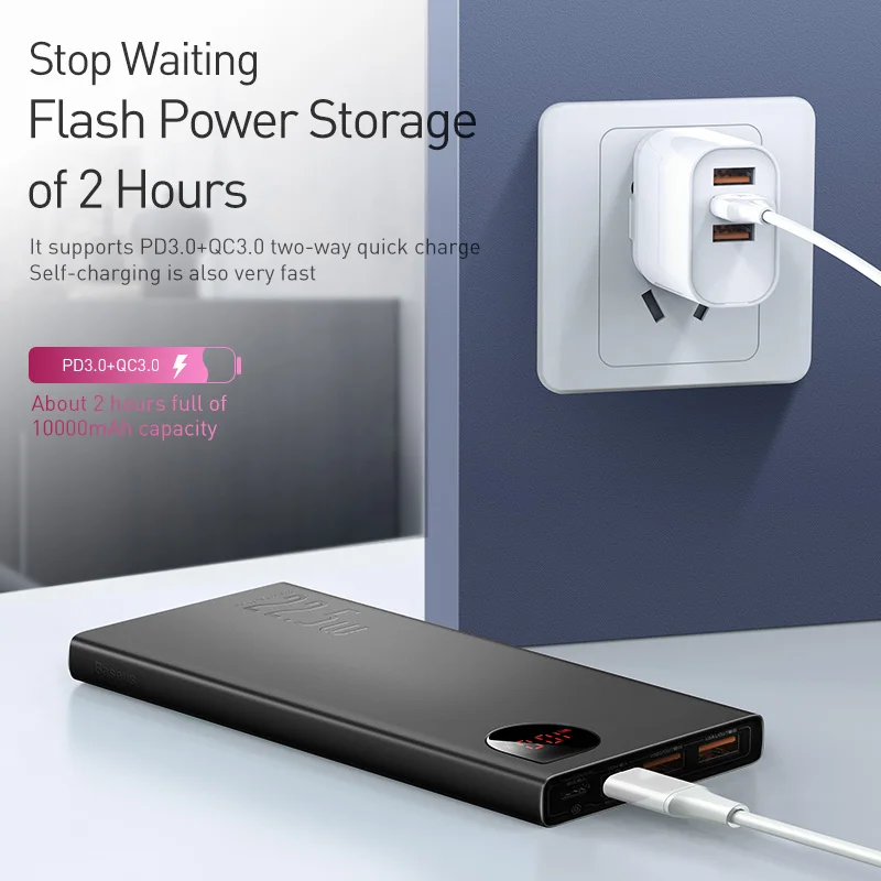 Baseus Power Bank 10000 мАч с 20 Вт Быстрая зарядка PD батарея Портативное зарядное