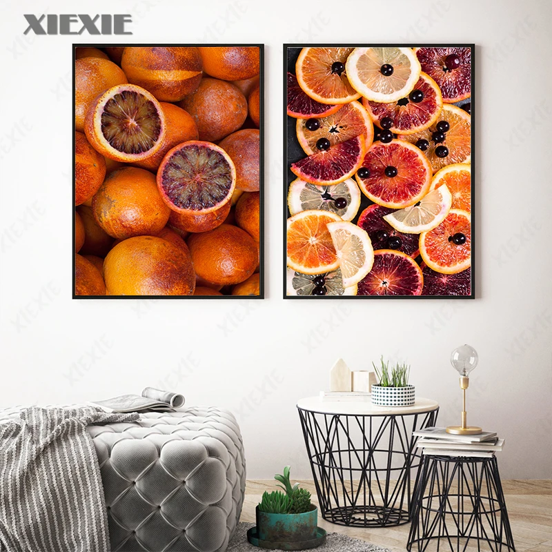 

Food Poster and Fruit Organic Raw Red Blood Oranges Canvas Painting Wall Art Picture Kitchen Dining Room Decorative Picture