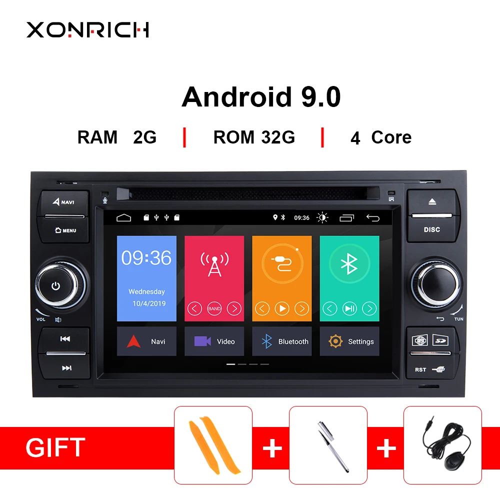 2 din Android 9 Автомобильный мультимедийный плеер для Ford Focus 3 Transit Connect S MAX C MAXKuga Mondeo 4