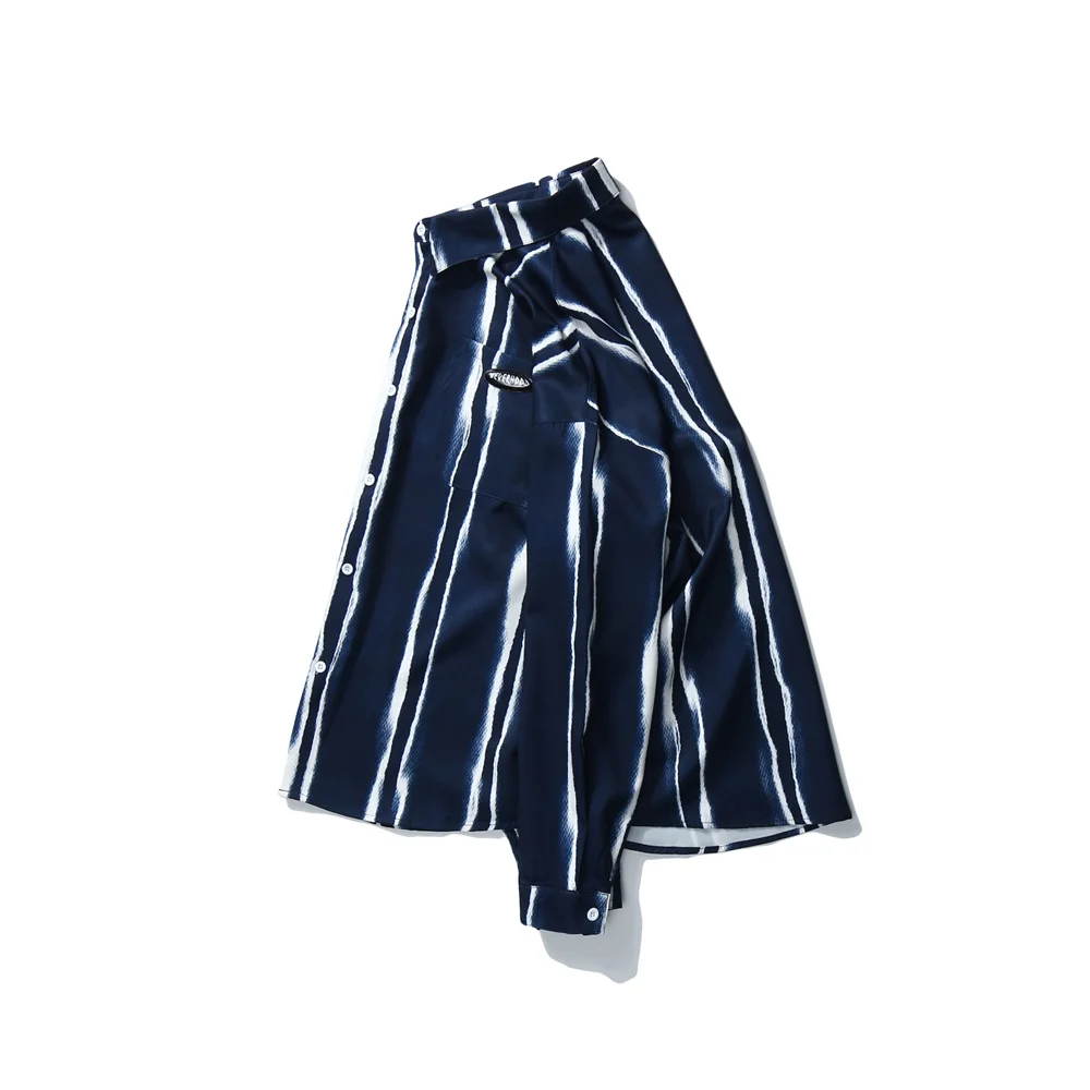 Рубашка мужская в полоску винтажная Классическая уличная одежда модная