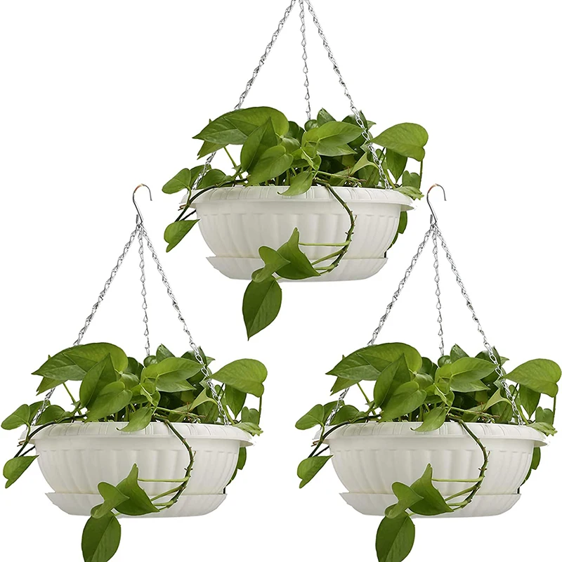 

MLGB 3Pcs Planters Hanging Flower Pots Plant Hanger Holders Hanging Basket for Indoor Outdoor Garden