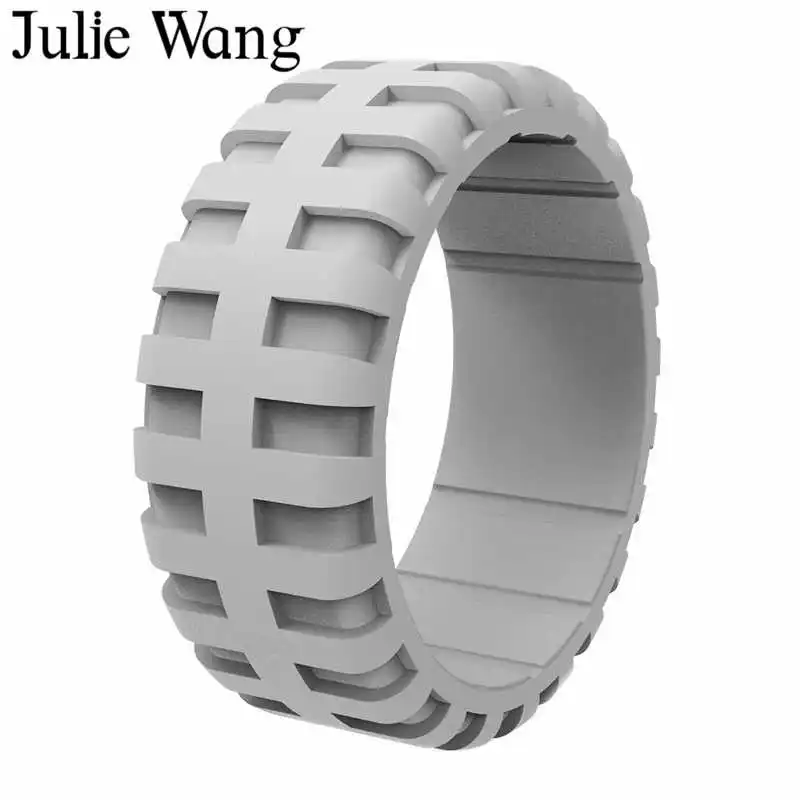 Julie Wang 10 шт./компл. Силиконовое мужское кольцо с узором в виде шин смешанные цветов