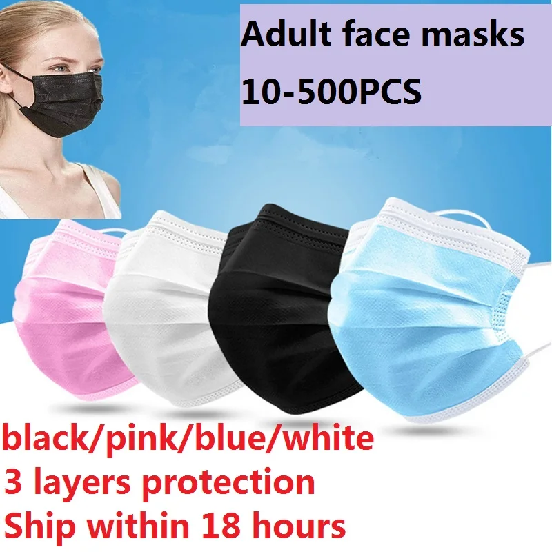 

3 слоя одноразовые маски для лица из нетканого материала аэродинамическим способом из расплава Mascarillas анти-капли маска маски Earloops рот маски ...