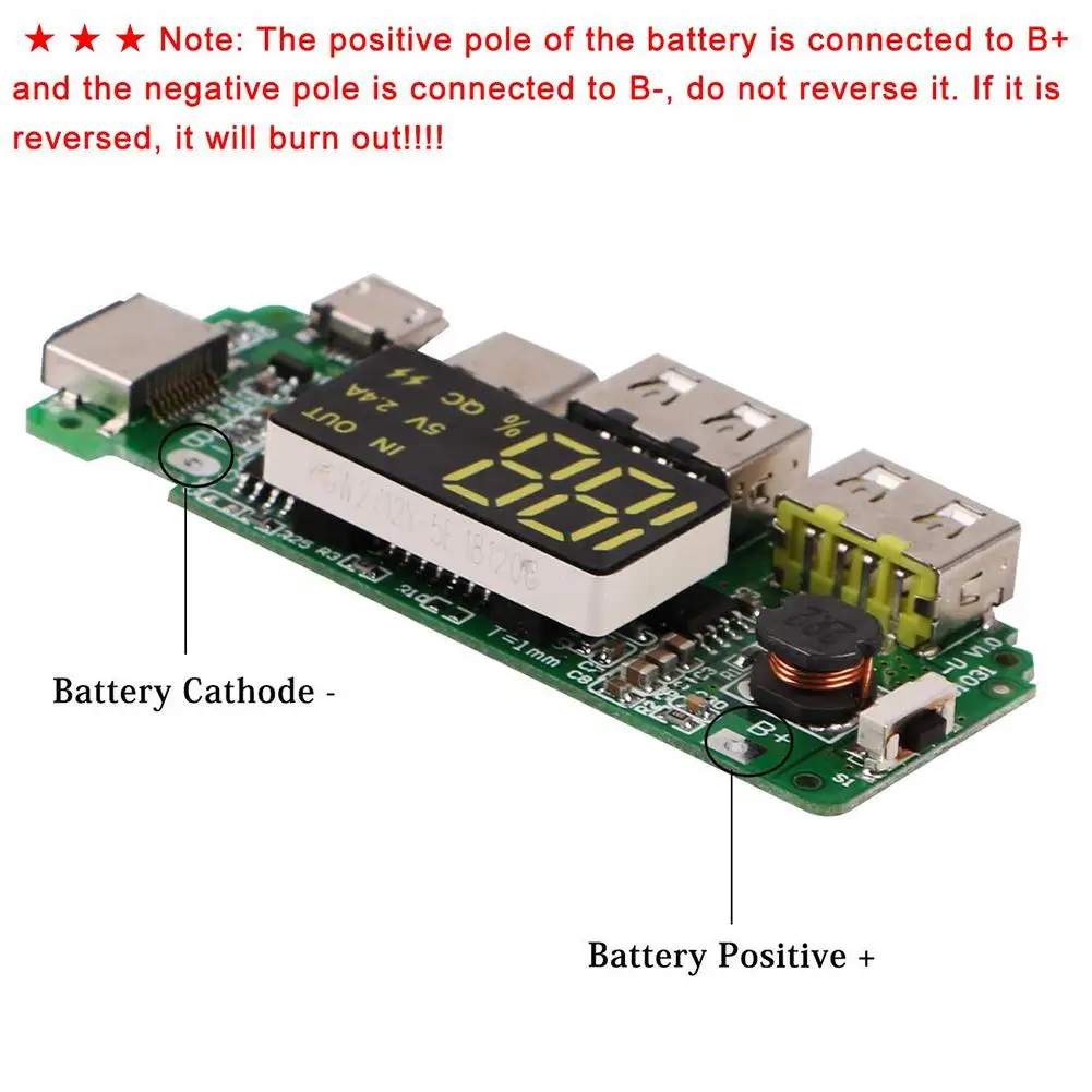 Внешний аккумулятор 18650 светодиодный двойной USB 5 В 2 4 А Micro/Type-C зарядный модуль