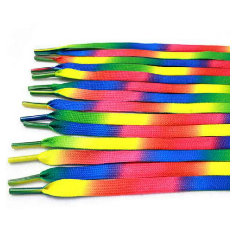 Wholesale!100cm/39.5inch Rainbow Shoelaces Flat Colorful Shoestrings for Casual Shoes