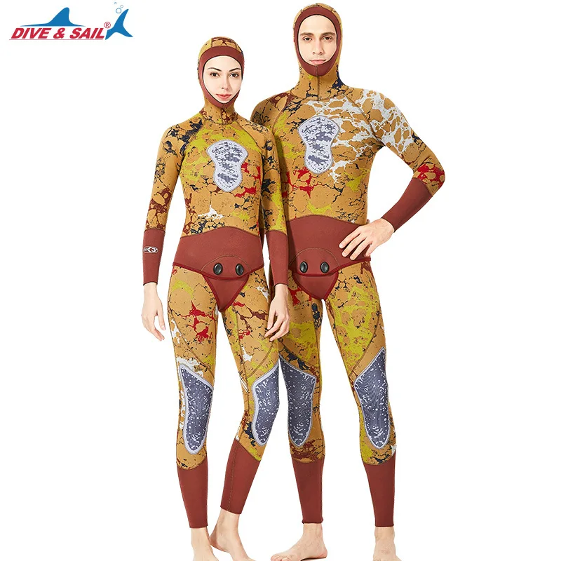 Цельный неопреновый Камуфляжный гидрокостюм для мужчин и женщин 3 мм с капюшоном