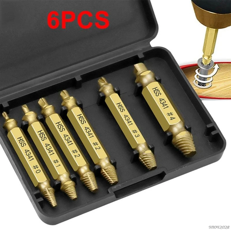 

6pcs Damaged Screw Extractor Speed Out Drill Bits Removal Tool Broken Bolt Remover Deburrer Set F18 21 Dropshipping