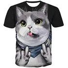 Футболка мужская с забавным принтом кошки KYKU, брендовая тенниска в стиле Харадзюку, смешная рубашка в стиле хип-хоп, одежда в стиле рок-аниме