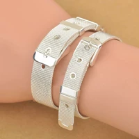 top quality fashionable belt design pure 925 sterling silver fine jewelry bracelet bangle 2 size options for woman man
