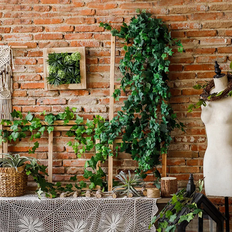 

2.3M Green Artificial Ivy Vine Leaves Hanging Garland Fake Plant Creeper Grape Rattan String DIY Wedding Home Garden Party Decor