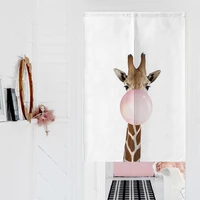 japanese linen fabric noren door curtain decoration ins animals pattern kitchen hanging curtain bedroom doorway screen curtains
