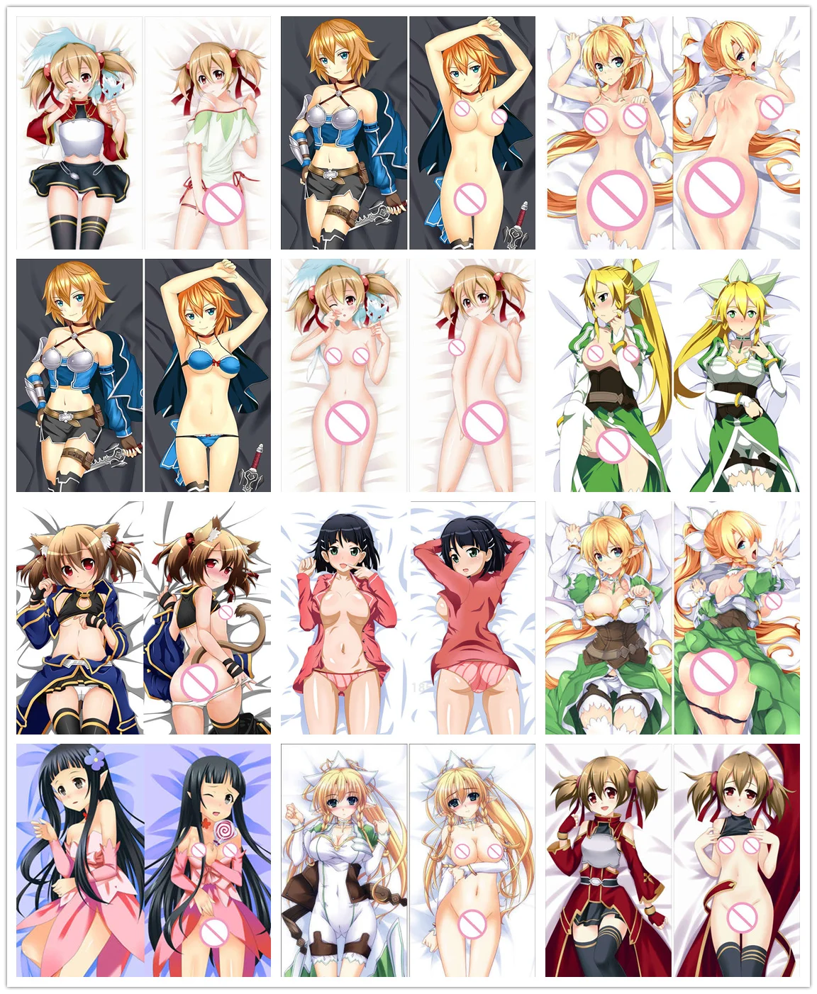 

sword art online (SAO) anime Characters leafa & silica & yui throw pillow cover gun gale online GGO body Pillowcase