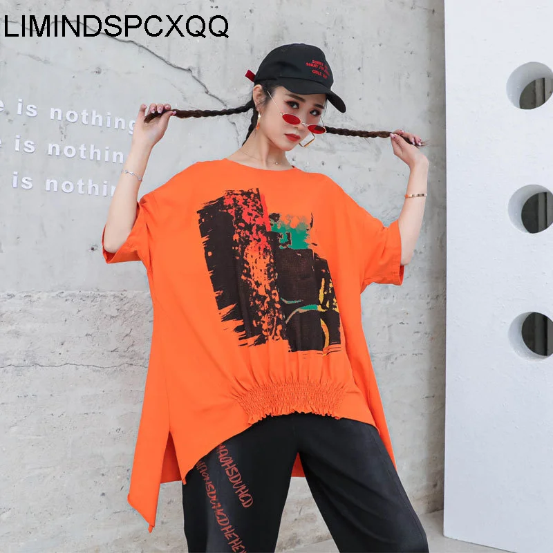 

2021 Spring Fashion Streetwear Women Punk Printed T-shirts Ladies Vintage Casual Tees Female Cotton Loose Tops Plus Size Clothes
